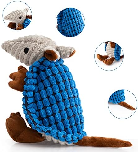 Hollypet Armadillo Squeaky Puppy Dog Toys for Small Medium Dogs, 8"