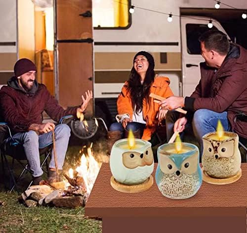 Kinforse Citronella Candles Outdoor Gift Ideas for Women, 6x3.5oz Novelty Owl Soy Candles for Gift Sets Women, Aromatherapy Candles Bulk for Garden, Porch, Outdoor Patio Décor