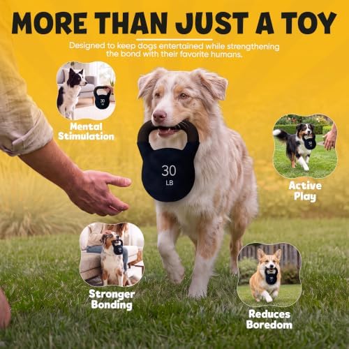 Kettlebell Dog Toy – Funny Squeaky Dog Toys for Interactive Play and Training – Durable, Easy to Clean, Birthday Gifts for Small, Medium and Large Dogs