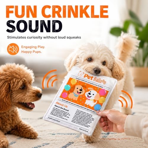 Durable Newspaper Dog Toy, 2026 New Pet Balloon Indestructible Newspaper Dog Toy Crinkle Squeaker Interactive Dogs Toys for Small Medium Dogs Aggressive Chewers, Washable Bite Resistant(2-Pack)