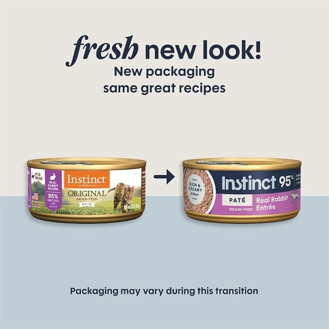 Instinct Original Grain Free Real Rabbit Recipe Natural Wet Canned Cat Food by Nature's Variety, 5.5 oz. Cans (Case of 12) | Rich & creamy pate texture, high protein, real rabbit, whole-food ingredients, grain-free, hydration support