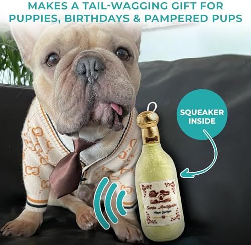 Haute Diggity Dog Santa Muttgarita Bottle Plush Dog Toy, Wine Parody Toy