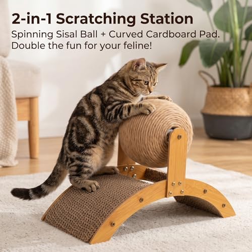 Toddmomy Cat Scratcher Ball Cat Scratching Toy Inclined Scratch Board Sisal Rope Ball for Indoor Kittens Interactive Pet Toys