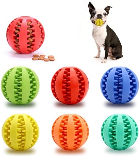 Interactive Dog Treat Ball Toys for Aggressive Chewers Teething Toys to Keeping Them Busy Dog Balls Food Treats Feeder Chew Ball for Small Medium Large Dogs (Calibre 1.8 in for Small Dog)