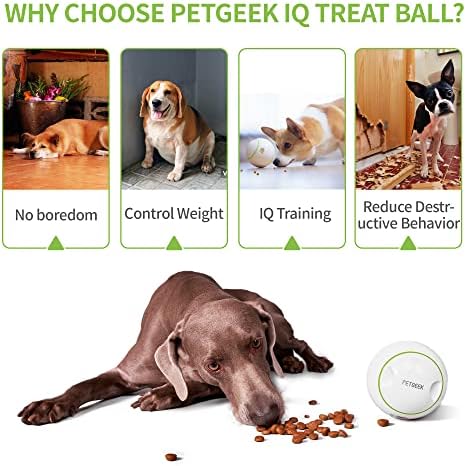 PETGEEK Interactive Dog Treat Ball, Automatic IQ Training Toy for Dogs