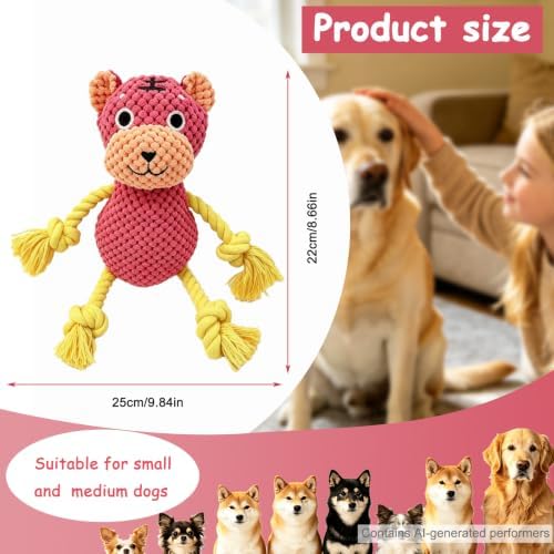 Plush Squeaky Chew Toy for Small Medium Large Dog,(Red Tiger)