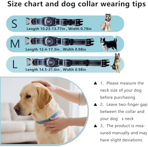 Tracking Collar for Dogs Waterproof Adjustable Air Tag Dog Collar Holder, Comfortable Dog Collars for Small Medium Large Dogs (Black, S)