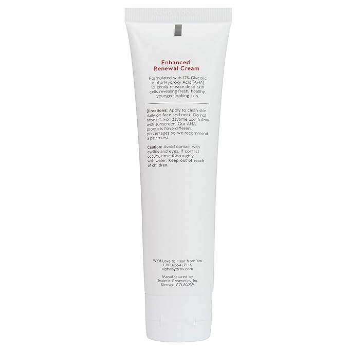 Alpha Skin Care Enhanced Renewal Cream, Anti-Aging Formula, 12% Glycolic Hydroxy Acid (AHA), Reduces Lines & Wrinkles, For Normal to Dry Skin, 2 oz, Pack of 3