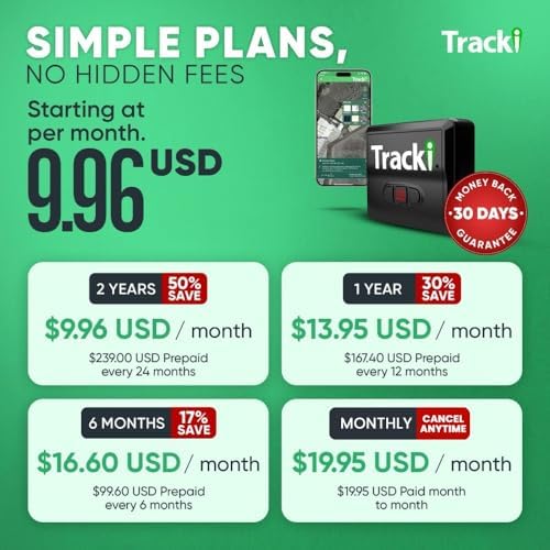 Tracki Mini GPS Tracker, Subscription Required, Cancel Anytime – Universal Compact 4G LTE Tracker for Vehicles (Tracker + Mini Box)