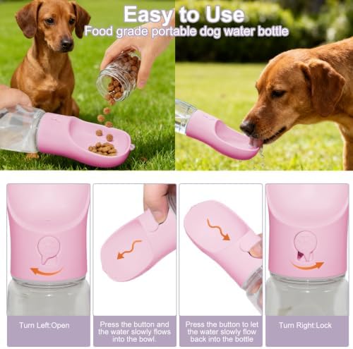 Portable Dog Water Bottle with Food Container, Drinking Bottle for Travel