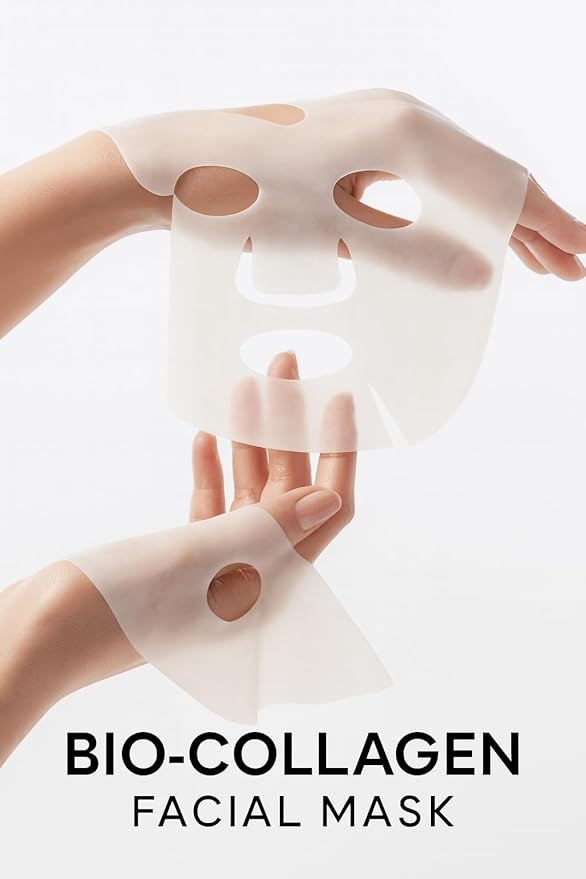 Bio-Collagen Sheet Mask (4 Pack), Hydrating & Firming Face Mask, Korean Skin Care Collagen Mask for Dry & Aging Skin, Winter Hydration for All Skin Types