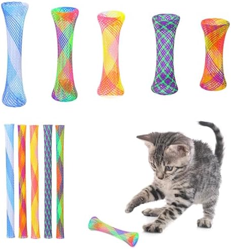 35Pcs Cat Spring Toys, Kitten Tube Toy Indoor Interactive Cat Toys, Colorful Cats Chew Toy Telescopic Foldable Plastic Coil for Pet to Chase Scratch Bite Pounce