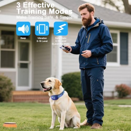 Aikko Dog Shock Collar with Remote - IPX7 Waterproof, 3 Training Modes (Beep, Vibration, Shock), Rechargeable E-Collar for Most Breeds 7-120 lbs, Anti-Bark & Adjustable Humanitarian Training Collar