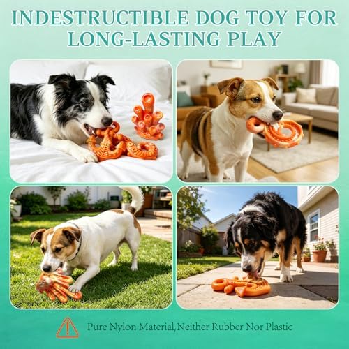 Fuufome 3 Pack Nylon Dog Chew Toys, Indestructible for Aggressive Medium & Large Dogs