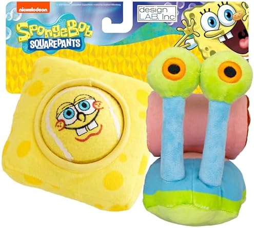 SpongeBob SquarePants, Squeaky Plush Dog Toys, Gary & SpongeBob, 2-Pack