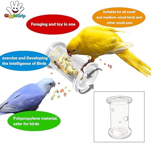 Bird Foraging Toys with Feeder Ball, Durable Plastic Parrot Training Puzzle & Interactive Treat Dispenser for Cockatiels, Conures, Parakeets, Budgies(Pack 3)