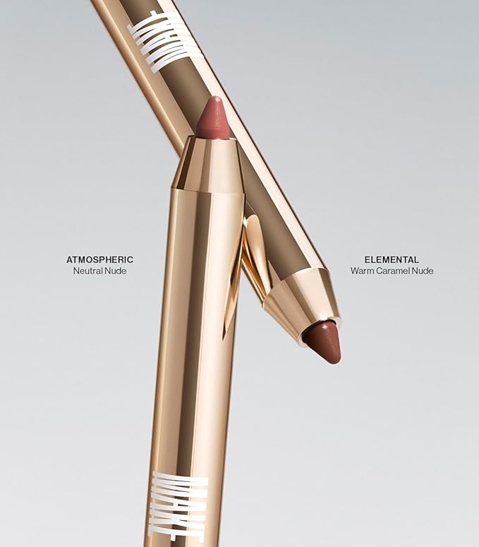 MAKE Beauty Continuum Lip Liner – Long Lasting Creamy Liner with Velvet Matte Finish – Includes Built-In Sharpener and Blending Brush – Highly Pigmented Warm Caramel Nude Lip Color – Shade, Elemental