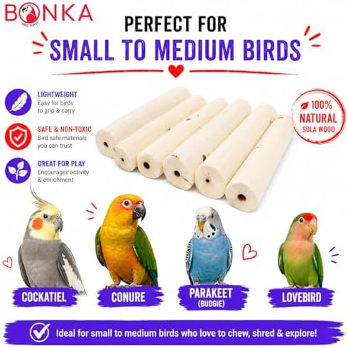 Bonka 1288 Pk6 Natural Sola Sticks 3" Bird Chew Toy for Small Birds