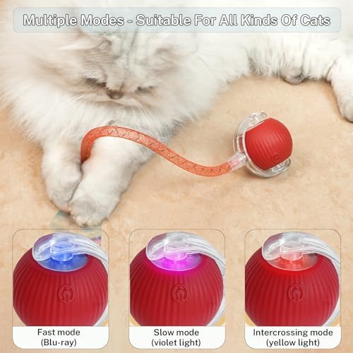 Speedy Tail 3.0 Interactive Toy Ball, 2 Tails for Cats & Dogs | cat chase toy|chirping bird cat toy|Adjustable sound level|300 mA high-capacity battery