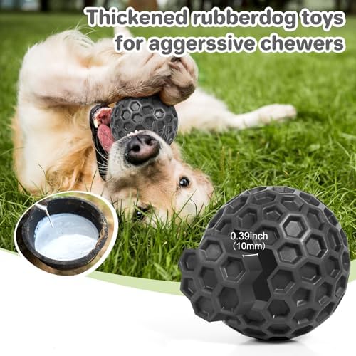 DISSKNIC Indestructible Squeaky Dog Balls, Dog Toys for Aggressive Chewers Large Breed for Relieving Anxiety, Tough Dog Chew Toys Balls for Aggressive Chewers, Outdoor Squeaky Dog Toys for Large Dogs