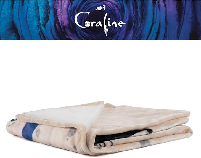 Coraline Button Eyes Bedding Super Soft Cozy Plush Throw, 46 in x 60 in, (Officially Licensed Product) by Franco