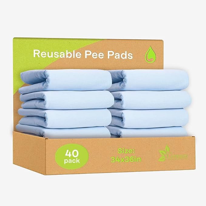 Washable Underpads - Large Bed Pads for use as Incontinence Bed Pads, Reusable Pet Pads, Great for Dogs, Cats, Bunny, Seniors Bed Pad (Pack of 10 - 34x36), Blue