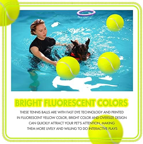 Sratte 6 Pcs Large Tennis Ball Dogs, Fluorescent Yellow, 9.5 Inch
