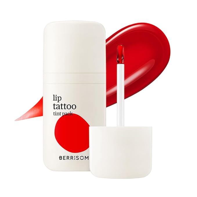 Berrisom Lip Tattoo Tint Pack 6g – Waterproof, Peel‑Off Lip Stain, Smudge‑Resistant & Long‑Lasting Color, Hydrating Low‑Irritation Formula, 5 Color (Red Core)