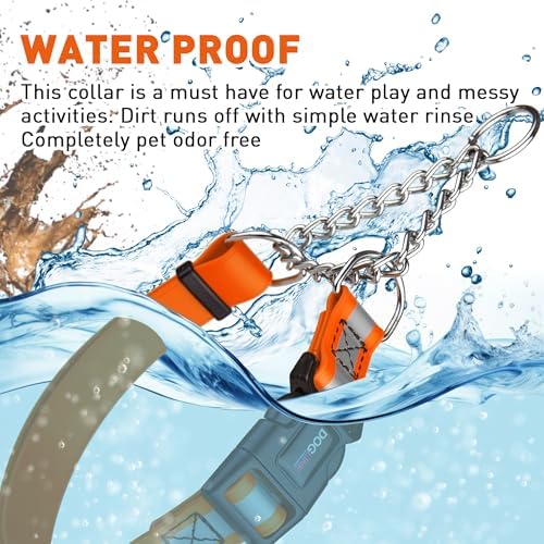 Dogline Reflective Martingale Collar for Dogs with Quick Release Buckle – Biothane Dog Collar with Herm Sprenger Assembly Chain – Waterproof No Pull Dog Collar, L 20”-26”, Hunter Orange