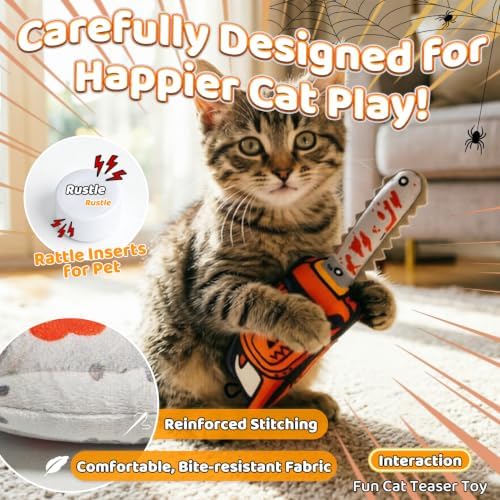 Catnip Toy [2000mg Premium Catnip], Chainsaw Style Cat Kicker Toy