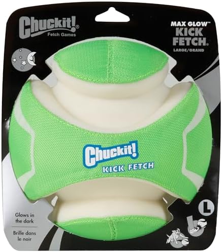 Chuckit! Kick Fetch Max Glow Ball, Large (8 Inch) Glow in the Dark Dog Toy