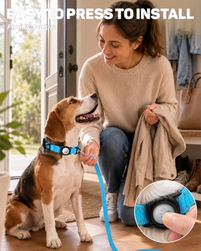 Padded Dog Collar with Waterproof Holder Compatible with Airtag
