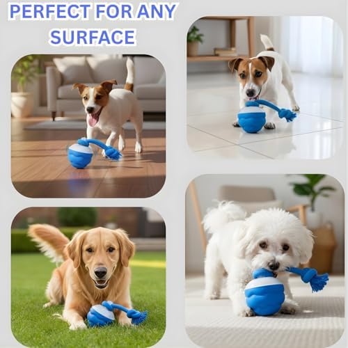 2026 New Interactive Dog Ball [Upgraded Version] - Smart Automatic Rolling Toy with Chew Rope & Sound for Small to Medium Dogs, USB Rechargeable, Durable Dog Stimulation Toy to Keep Them Busy