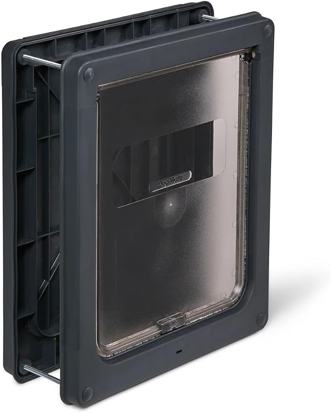 Dog Mate Medium Dog Door, Robust Locking Panel, Self-lining to 50mm, Grey
