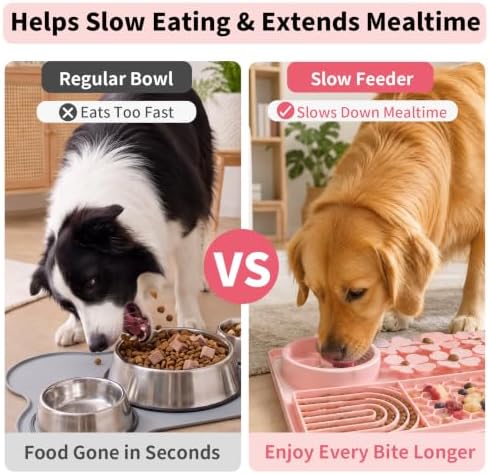 MewaJump Slow Feeder Bowl, 4 in 1 Silicone Lick Mat with Suction Cups for Dog Cat, Snuffle Mat for Pet Smell Training, Puzzle Toys Interactive Sniff Mat for Slow Eating