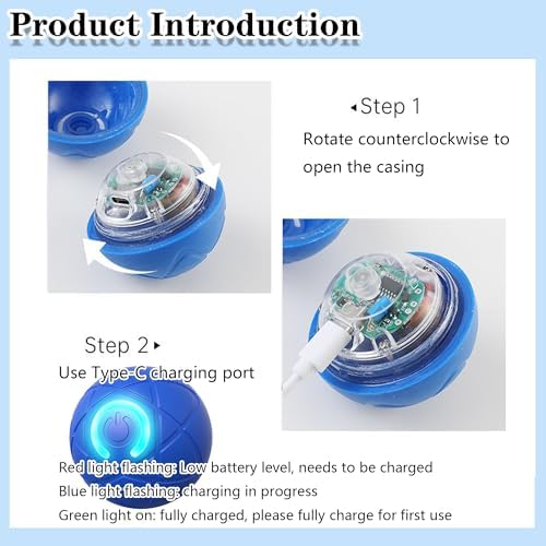 IRIDESCENT Interactive Dog Toys Dog Balls Activated Automatic Rolling Ball for Puppy Small Medium Dogs Smart Jumping Automatic Moving Bouncing and Rotating Ball Vibrating Keep Them Busy