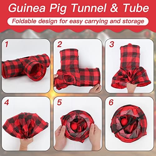Rypet Guinea Pig Tunnel Hideout 3-Way Collapsible Small Pet Tubes, Red