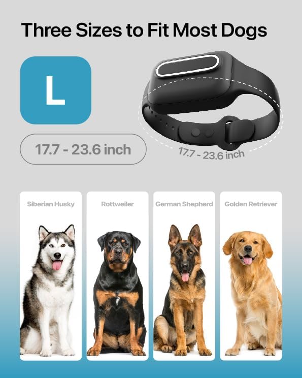 Dog Bark Collar Shock Vibration Beep: High Sensitive Barking Control Collar with Replaceable Battery for Small Medium Large Dogs (Medium)