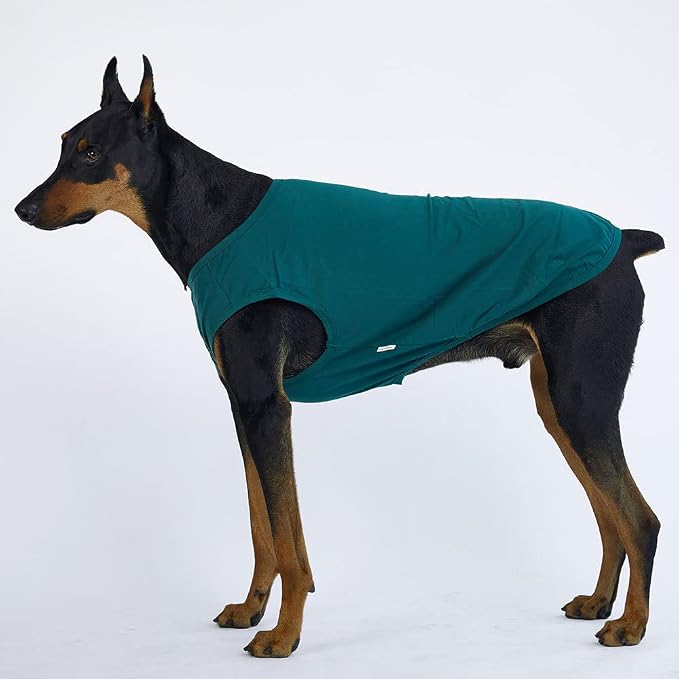Dog Sleeveless Tank Top Cotton Shirts for Dogs Plain Sleeveless T-Shirts Soft Breathable Cool Dog Shirt pet Clothes (3X-Large, Green)