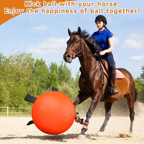 QDAN Herding Ball for Dogs, 25 inch Dog Balls with Straps, Giant Dog Toys Horse Toy, Dog Herding Ball for Australian Shepherd, Orange