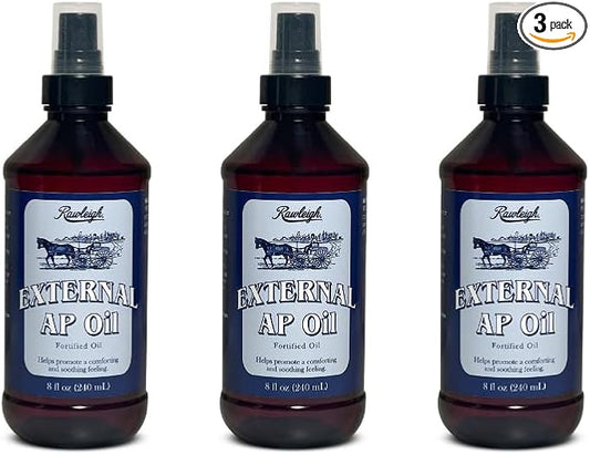 Rawleigh External AP Oil Spray: 8 fl oz, Fast-Acting Massage Oil, Soothe Tired, Sore and Aching Muscles, Fast-Absorbing, Methyl Salicylate, Clove & Peppermint Oils, Non-Greasy - Pack of 3