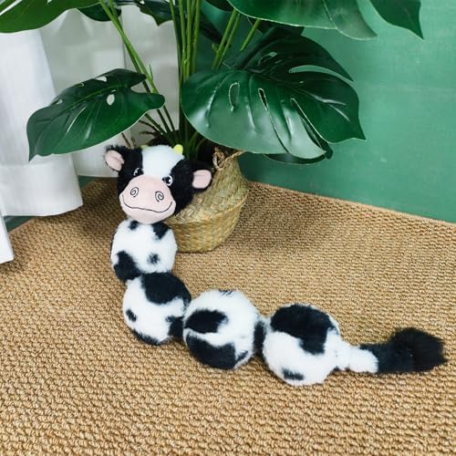 20.47 Inch Cow Long Plush Squeaky Dog Toy, Durable Chew Toy for Puppy Teething, Interactive Tug-of-War Toy for Small Medium Large Dogs