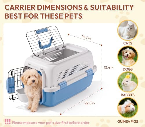 Airline Approved Cat Carrier, Dual-Entry Pet Carrier with Security Latches