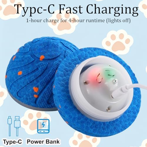Interactive Dog Ball Toy, 3 Play Modes Smart Moving Bouncing Dogs Ball