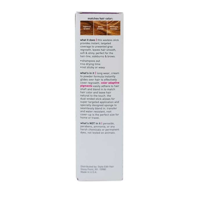 Style Edit Root Touch Up Stick | Temporary Hair Color for Gray Roots and Thinning Hair | Salon-Quality, Transfer-Resistant Hair Concealer | Light Brown, 0.11 oz