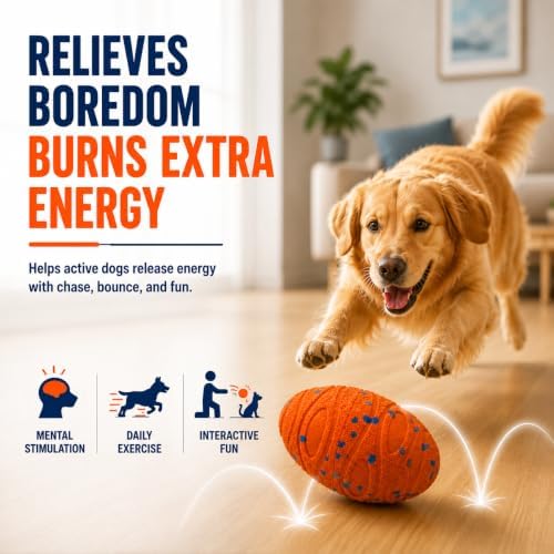 Interactive Dog Ball for Large Dogs, Quiet E-TPU Football Toy