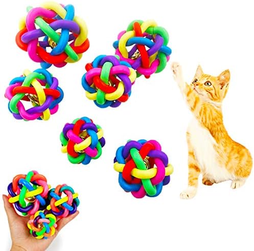 Wiggle Ball Dog Toy 6 Sizes, Pet Toys Colorful Interactive Balls with Bell