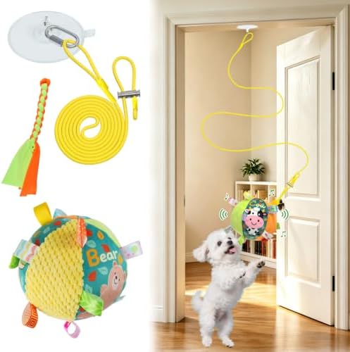 ASOCEA Hanging Dog Toy with Suction Cup, Colorful Squeaky Play Ball