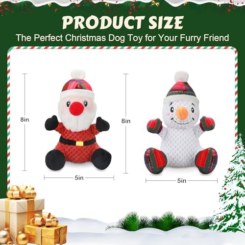 Newget 2Pcs Christmas Squeaky Dog Toys, Plush Dog Toys with Crinkle Paper