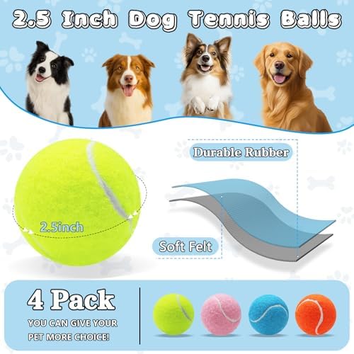 Magicorange Tennis Balls for Dogs,Colorful Easy Catching Dog Balls,4 Pack
